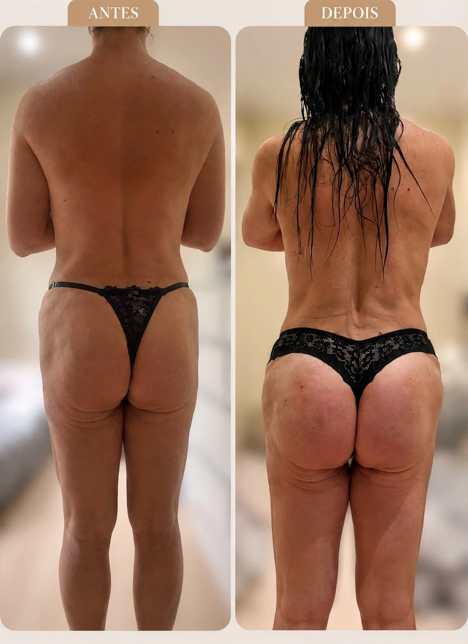 Before and after gluteal treatment, patient four